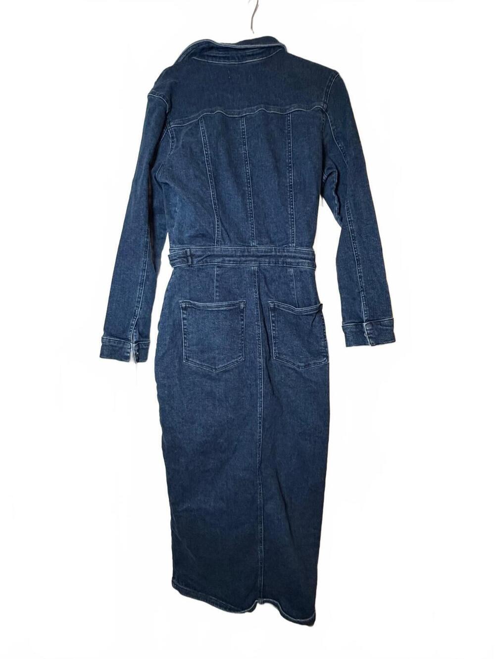 Good American Fit For Success Denim Midi Dress Size M Dark Wash Utility - Picture 6 of 7